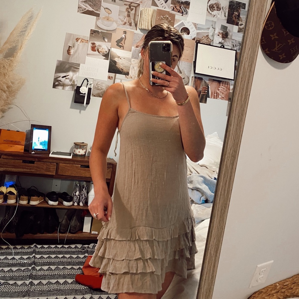 Ruffle top can be worn with or without jeans